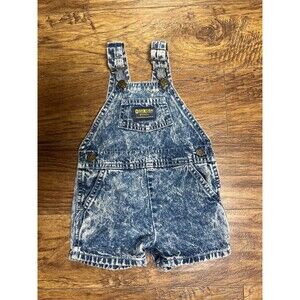 OshKosh B'gosh Vintage True 90s Vestbak Acid Wash Denim Shortalls/Overalls 12 Mo